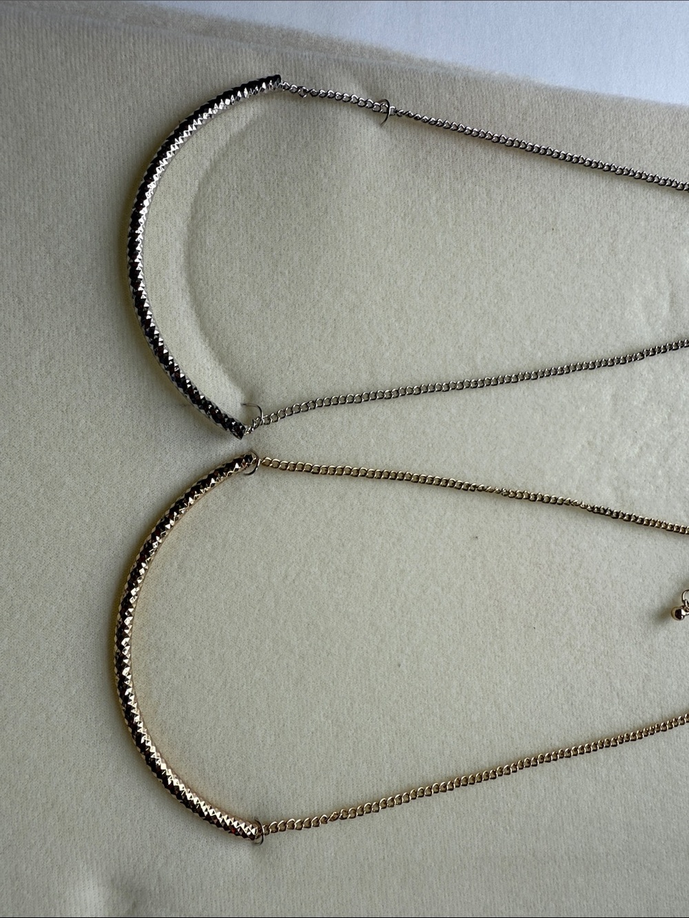 Gold and Silver Textured Bar Necklace Set - Women Jewelry| 14”